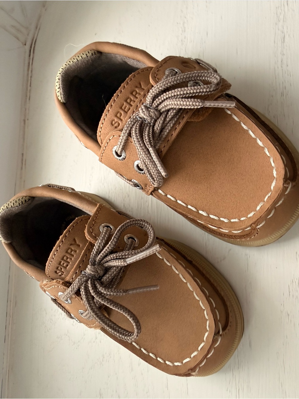 Sperry Tan Toddler Boat Shoes with Velcro